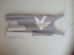 Trapeze Dress - Bird Cloud - Grey / White