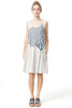 Trapeze Dress - Stripe Tree Print - Grey / Baltic Bue