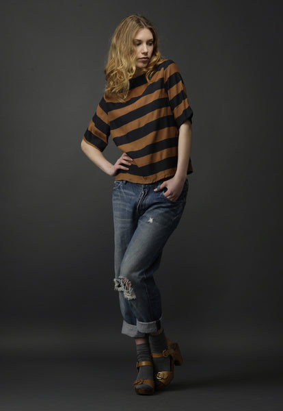 Presley Silk Shirt - Handpainted Stripe Print