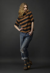 Presley Silk Shirt - Handpainted Stripe Print