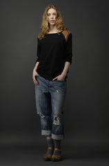 Metal Sweater - Plain - Cream Marle / Leather