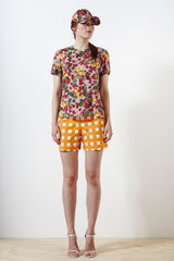 Dover Shorts - Wimbledon Check Print - Burgundy / Cream