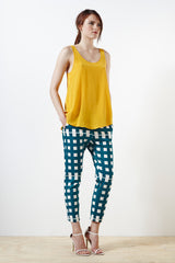 Chester Skinny Pant - Wimbledon Check Print - Teal / Cream