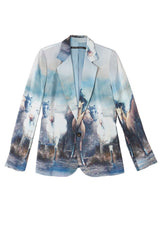 Silk Blazer - Stallion Print