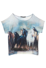 Lounge Silk Tee - Stallion Print