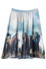 Sophia Silk Skirt - Stallion Print