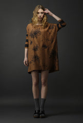 Hardy Silk Dress - Crochet Print - Brown / Navy