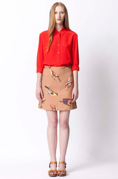 Day Trip Cotton Skirt - Birdhouse Print