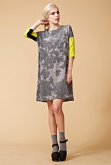 Harvest Silk Dress -Woodlands Print - Bronze / Navy