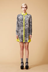 Anchorage Silk Shirt Dress - Plain - Petroleum / Copper / Yellow