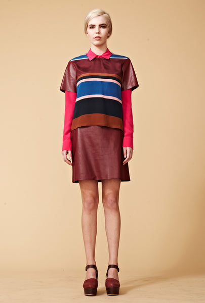 Heritage Leather Skirt - Burgundy