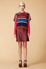 Heritage Leather Skirt - Burgundy