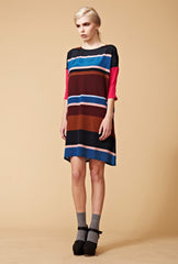 Harvest Silk Dress -Woodlands Print - Bronze / Navy