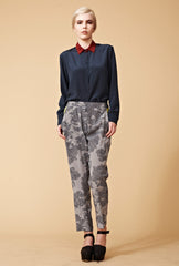 Avalanche Silk Pant - Woodlands Print Grey / Petroleum Blue