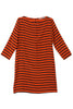 Highland Silk Tunic - Mid Stripe - Vermillion / Navy