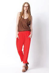 Cornwall Silk Pants - Plain - Vermillion