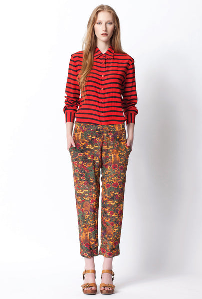 Cornwall Silk Pants - Fox Field Print