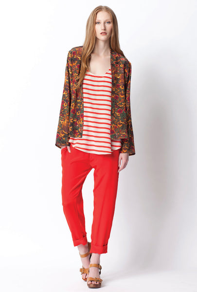 Traveller Silk Cardigan - Fox Field Print