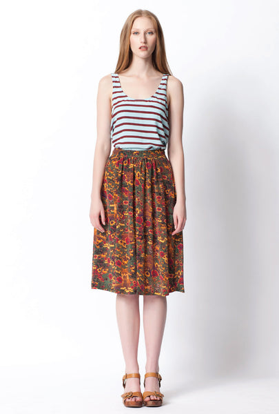 Drifter Silk Skirt - Fox Field Print