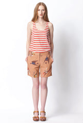 Canyon Silk Tank - Mid Stripe Print - Navy / Cream