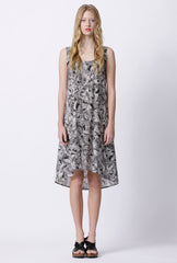 Curtesy Cotton Dress - Aviary Print - Black / Pale Grey
