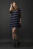 Hardy Silk Dress - Handpainted Stripe Print - Navy / Marine Blue