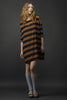 Hardy Silk Dress - Handpainted Stripe Print - Navy / Marine Blue