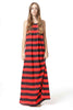 Maxi Dress - Handpainted Stripe Print - Navy / Red