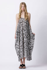 Seville Cotton Maxi - Aviary Print - Black / Marle Grey