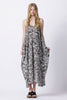 Seville Cotton Maxi - Aviary Print - Steel Blue / Pale Grey