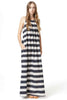 Maxi Dress - Handpainted Stripe Print - Brown / Grey