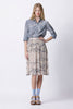 Tea Time Silk Skirt - Cloud Cover Print - Steel Blue / Pale grey