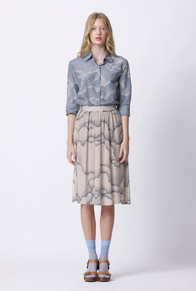 Harvard Silk Cotton Shirt - Cloud Cover Print