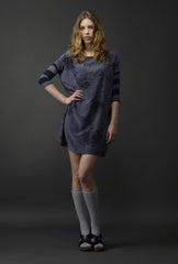 Hardy Silk Dress - Crochet Print - Navy / Marine Blue