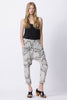 Brooklyn Silk Pants - Cloud Cover Print - Black / Pale Grey