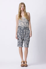 Clover Silk Tank - Cloud Cover Print - Black / Pale Grey