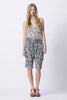 Brooklyn Silk Shorts - Avairy Print - Black / Pale Grey