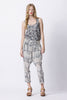 Brooklyn Silk Pants - Cloud Cover Print - Black / Pale Grey