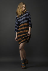 Faraway Silk Dress - Stripe Print