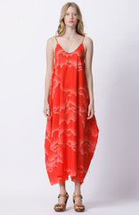 Seville Cotton Maxi Dress - Cloud Cover Print - Cream / Black