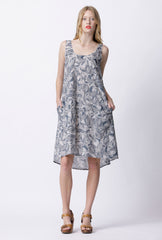 Curtesy Cotton Dress - Aviary Print - Black / Pale Grey