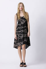 Curtsey Cotton Dress - Cloud Cover Print - Black / Cream