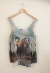 Silk Tank - Stallion Print
