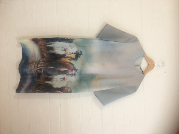 Lady Grey Dress - Stallion Print