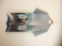 Lady Grey Dress - Stallion Print