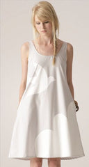 Trapeze Dress - Bird Cloud - Grey / White