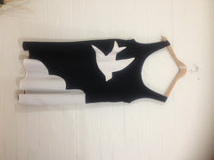 Trapeze Dress - Bird Cloud - Black / White